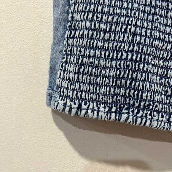 Aerie Denim Strapless Corset Top Size XS Smocked Back Y2K Bustier Tube - Picture 3 of 7